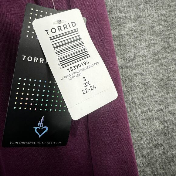 Torrid Active 3 Cupro Full Length Active Wide Leg Pant Purple NEW - Picture 4 of 5